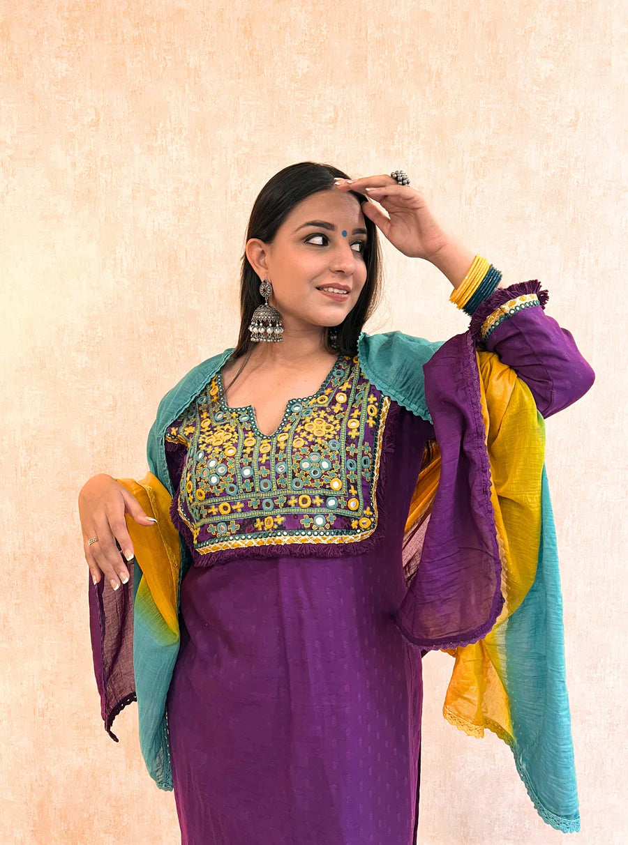 Blooming Elegance Ethnic Suit Set with Flowing Silhouette & Festive Charm