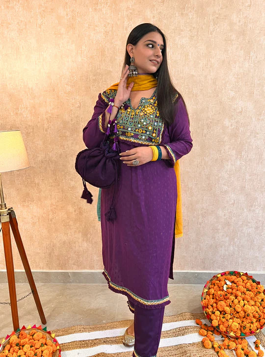 Blooming Elegance Ethnic Suit Set with Flowing Silhouette & Festive Charm