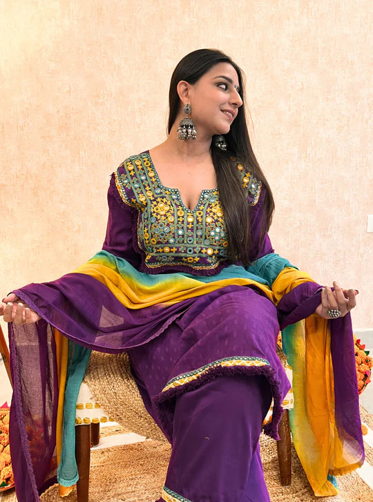 Blooming Elegance Ethnic Suit Set with Flowing Silhouette & Festive Charm