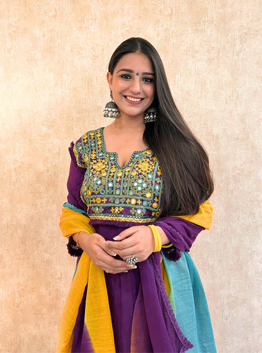 Blooming Elegance Ethnic Suit Set with Flowing Silhouette & Festive Charm