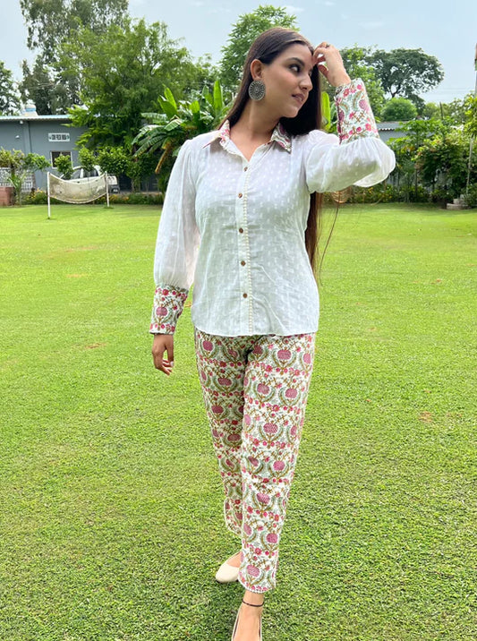 Floral Essence Matching Top & Bottom Set with Elegant Everyday Ethnic Appeal